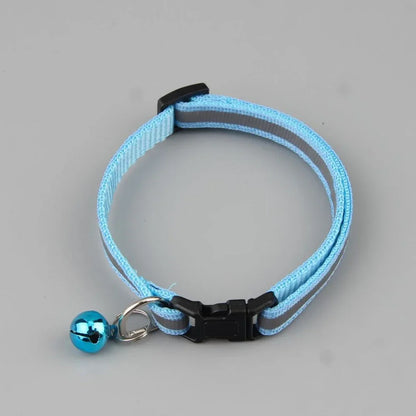Reflective Cat Collar Adjustable Buckle Neck Ring Necklace Bell Pet Products Safety Nylon Colla collar para gatos