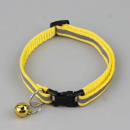 Reflective Cat Collar Adjustable Buckle Neck Ring Necklace Bell Pet Products Safety Nylon Colla collar para gatos