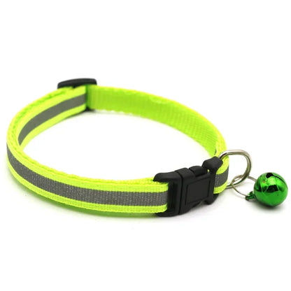 Reflective Cat Collar Adjustable Buckle Neck Ring Necklace Bell Pet Products Safety Nylon Colla collar para gatos