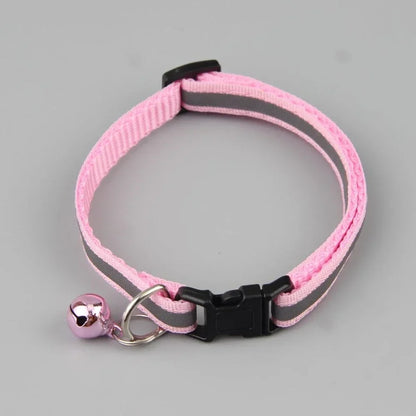 Reflective Cat Collar Adjustable Buckle Neck Ring Necklace Bell Pet Products Safety Nylon Colla collar para gatos