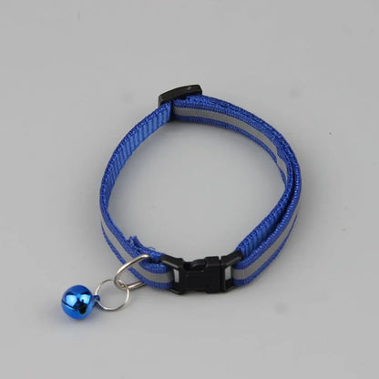 Reflective Cat Collar Adjustable Buckle Neck Ring Necklace Bell Pet Products Safety Nylon Colla collar para gatos