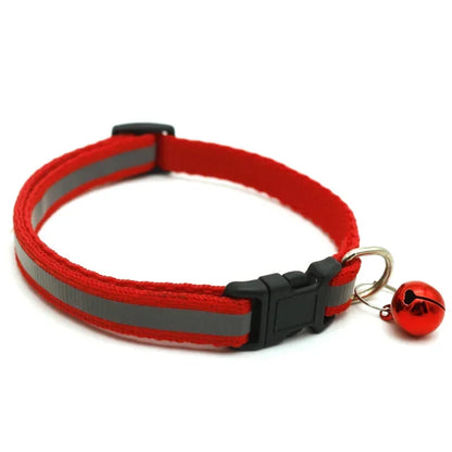Reflective Cat Collar Adjustable Buckle Neck Ring Necklace Bell Pet Products Safety Nylon Colla collar para gatos